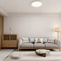 Modern Minimalist Living Dining Room With Sofa TV Coffee Table Floor Lamp And Wooden Furniture