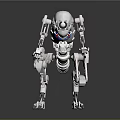 White Mechanical Dinosaur Skeleton With Robotic Joints And Red Blue Wires