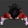 3D Model of Muscular Saiyan Character Vegeta with Red Top Green Pants and Tail