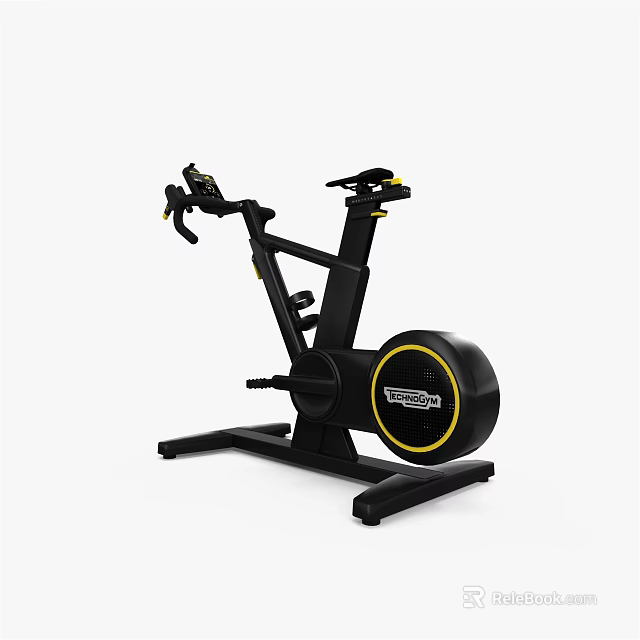 ROCK Professional Indoor Spin Bike With Black Frame And Yellow Accents For Home Gym Workout 3d model 