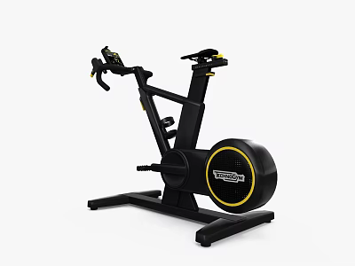 ROCK Professional Indoor Spin Bike With Black Frame And Yellow Accents For Home Gym Workout 3d model