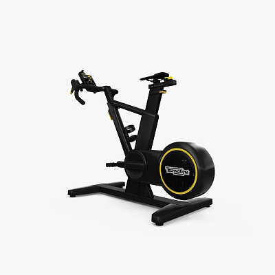 ROCK Professional Indoor Spin Bike With Black Frame And Yellow Accents For Home Gym Workout 3d model