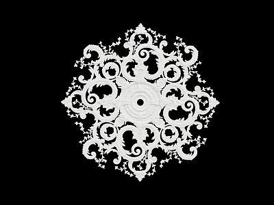 Intricate White Decorative Carving With Symmetrical Curly Patterns On Black Background 3d model
