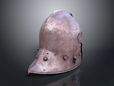Ancient Metal Weapon Helmet With Riveted Details And Rustic Historical Design 3d model