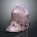 Ancient Metal Weapon Helmet With Riveted Details And Rustic Historical Design
