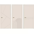 Modern Flush Doors with Geometric Patterns Irregular Lines Concentric Waves Horizontal Stripes in Light Beige 3d model