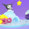 Cartoon Character Igloo Photo Spot With Yellow Stars Pink Bench And Purple Towers
