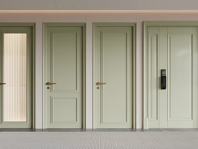 Light Green Multiple Hinged Doors With Various Designs Glass Panel Handles And Electronic Lock 3d model