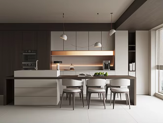 Modern Restaurant Dining Table and Chair Tableware Sideboard Wine Cabinet Single Chair Decorations 3d model
