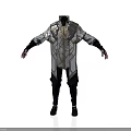 Fantasy Character Costume In White Gold With Geometric Patterns Black Pants And Shoes