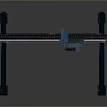 Heavy duty industrial mechanical structure with metal frame and vertical arm