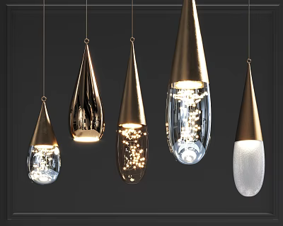 Light Luxury Chandelier Water Drop Chandelier Combination 3d model