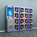 Police Storage Lockers With Digital Screen And Badge Emblems Indicator Lights 3d model