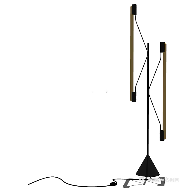 Modern Floor Lamp With Adjustable Metal Frame And Wooden Accents For Living Room Decor 3d model 