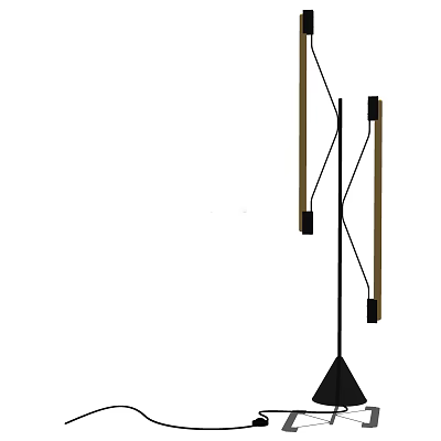 Modern Floor Lamp With Adjustable Metal Frame And Wooden Accents For Living Room Decor 3d model