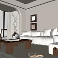 Cozy Beige Living Room With L Shaped Sofa Throw Pillows And Wooden Coffee Table