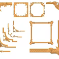 Golden Ornate Decorative Lines And Classical Frame Design Elements 3d model