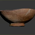 Traditional Earthenware Bowl With Orange Red Stripes For Daily Living