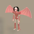 Game Character In Silver Spiked Armor With Polearm And Small Red Winged Companion
