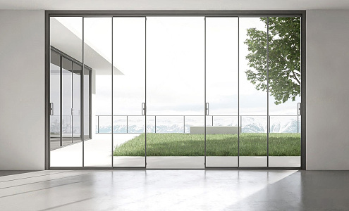 Modern sliding door minimalist villa glass doors and windows sliding door sliding door minimalist ultra-fine sliding door sliding door combination 3d model