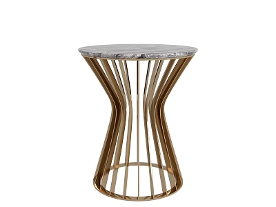 Elegant Coffee Table With Round Marble Top And Golden Metal Spiral Base Design 3d model