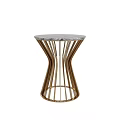 Elegant Coffee Table With Round Marble Top And Golden Metal Spiral Base Design