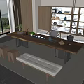 Tea table and chair combination 3d model