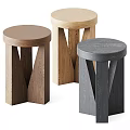 Modern Wooden Stools With Round Top Triangular Leg Design And Different Colors 3d model