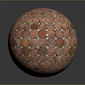 Red Decorative Sphere With Hexagonal Circular Inlaid Patterns On Dark Background