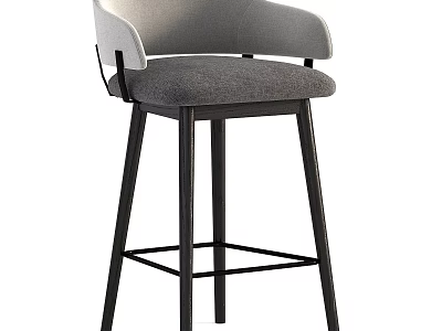 Modern Soft Upholstered Bar Stool With Sturdy Black Wooden Legs For Home Kitchen And Bar 3d model