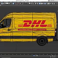 Yellow Mercedes Benz DHL Delivery Van Featuring Red Logo On Side Exterior