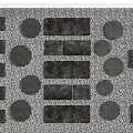 Garden Path Paving Featuring Circular and Rectangular Stone Slabs in Patterned Layout
