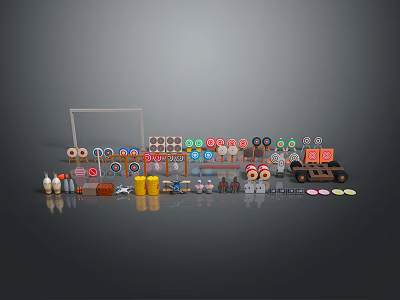 Diverse Equipment Collection Featuring Small Tools And Colorful Neatly Arranged Components 3d model