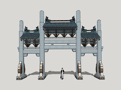 Chinese Archway Shimen Archway 3d model