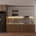 Modern Living Dining Area Interior With Open Concept Wooden Cabinets White Countertops And Lighting
