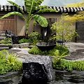 Tranquil Japanese Courtyard Garden With Stone Steps Mossy Rocks Water Feature And Lush Greenery