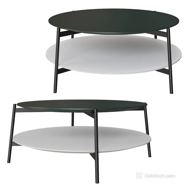 Modern Living Room Sofa Coffee Table Set With Black Frame And White Tabletop Design 3d model