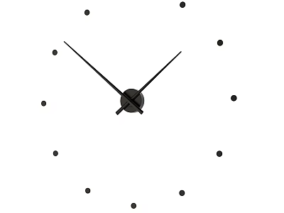 Minimalist Wall Clock with Black Hands and Dot Markers on White Background 3d model