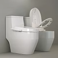 Modern White Toilets Featuring Smart Bidet Functions And Sleek Design 3d model