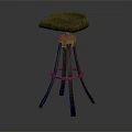 Elegant Modern Bar Stool With Leather Seat Wooden Legs And Metal Base