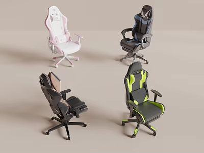 Ergonomic Gaming Armchairs with Modern Design Different Colors and Swivel Wheels 3d model
