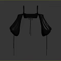 Black Modern Fashion Top Featuring Suspenders And Flowing Drape Sleeves Design