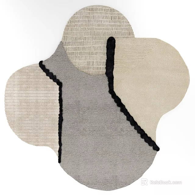 Modern Square Carpet With Abstract Patterns And Soft Texture For Living Room 3d model