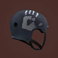 Stylish Dark Blue Helmet With White Handprint Design 3d model