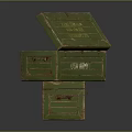 Green Wooden Boxes With USA ARMY Logo Stacked And Open Lid