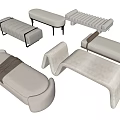 Modern bed end stool combination 3d model