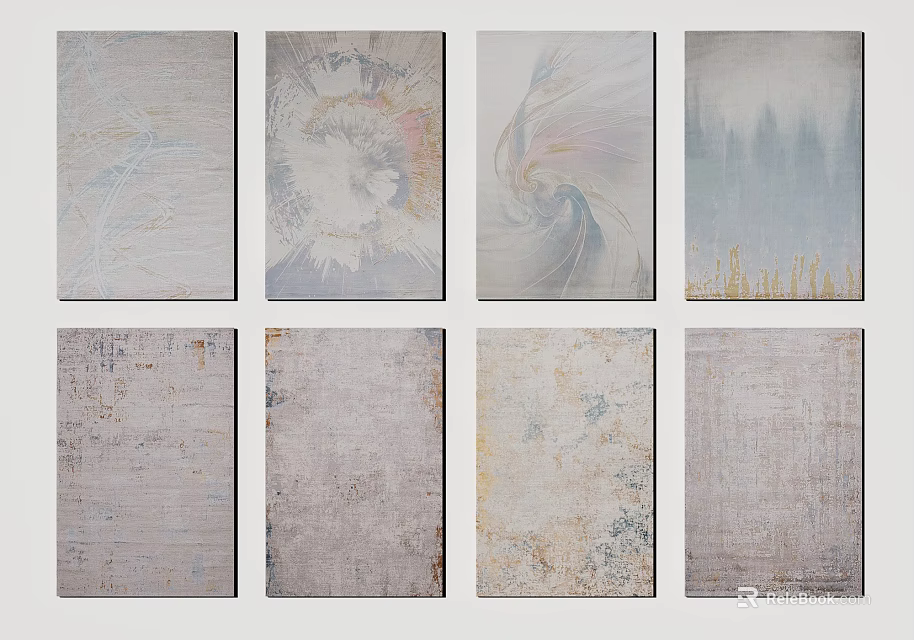 Stylish Square Rugs With Various Patterns And Soft Neutral Tones For Home Decor 3d model