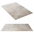 Modern Square Rug With Geometric Patterns Curved Lines And Neutral Tones Woven Design
