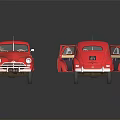 Red Toy Cars With Open And Closed Doors On Black Background
