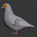 3D Animated Pigeon Game Character With Purple Body Orange Eyes And Pink Feet